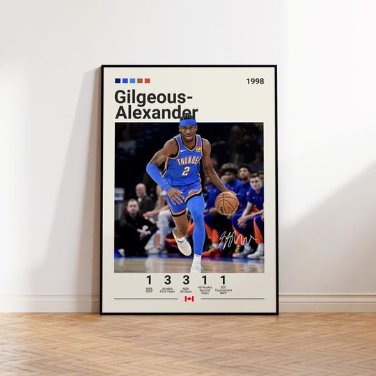 Shai Gilgeous-Alexander Poster, Oklahoma City Thunder Poster, Gift For SGA Fan, NBA Poster, Sports Poster, NBA Fans, Basketball Gift
