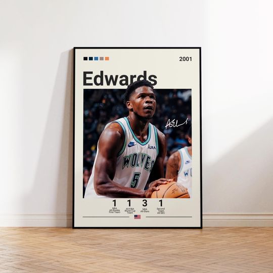 Anthony Edwards Poster, Timberwolves Suns Poster, Gift For Anthony Edwards Fan, NBA Poster, Sports Poster, NBA Fans, Basketball Gift