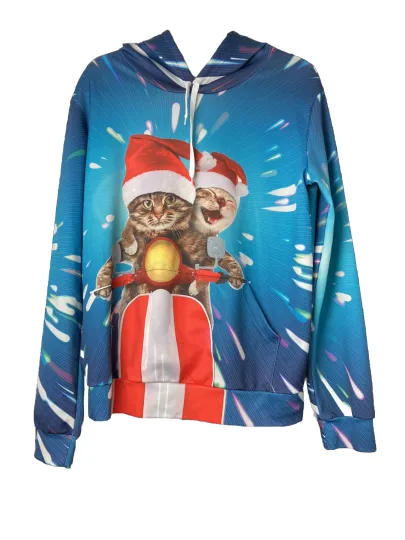 Ugly Christmas Sweatshirt With Cats Pocket Hoodies Pullover Harland Unisex