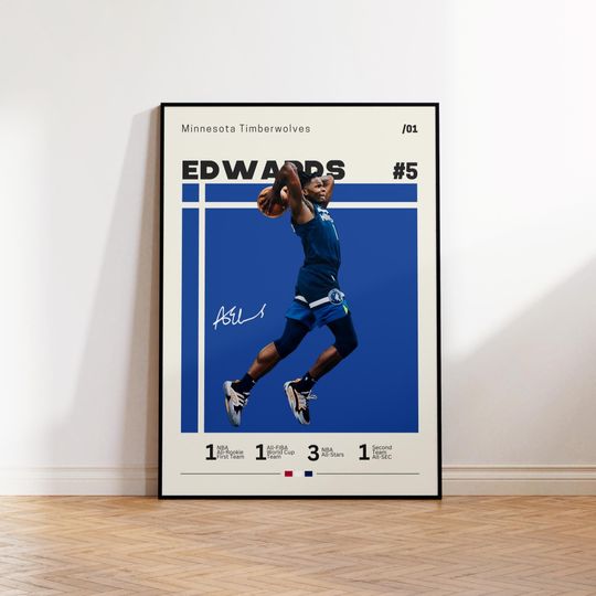 Anthony Edwards Poster, Timberwolves Suns Poster, Gift For Anthony Edwards Fan, NBA Poster, Sports Poster, NBA Fans, Basketball Gift