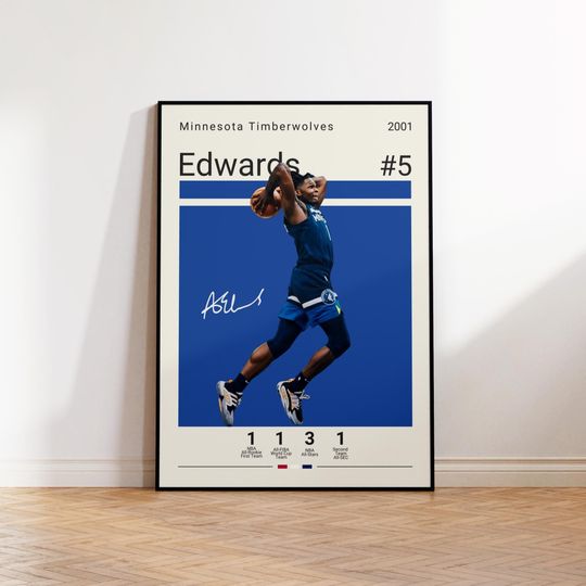 Anthony Edwards Poster, Timberwolves Suns Poster, Gift For Anthony Edwards Fan, NBA Poster, Sports Poster, NBA Fans, Basketball Gift