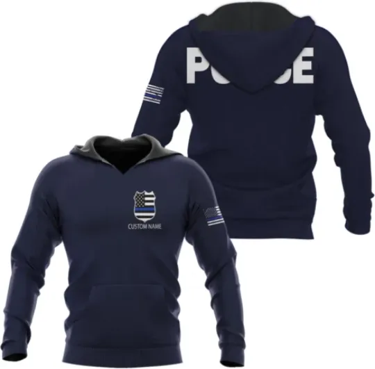 Discover Personalized Name Police USA Flag Patriotic Police 3D HOODIE Christmas Gift