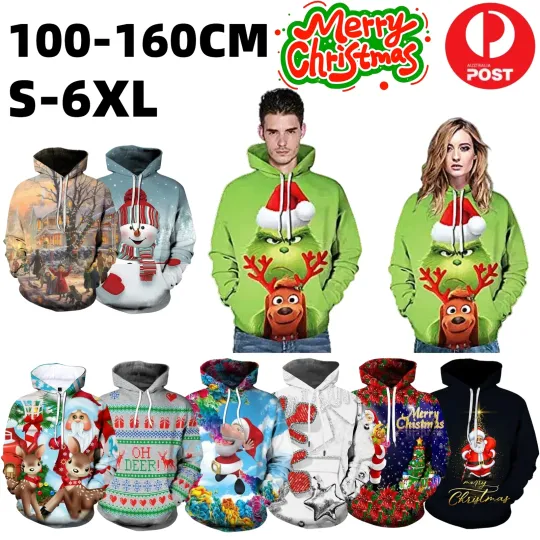 Discover Christmas Long Sleeve Hoodie Sport Sweatshirt 3D Print Casual Women Men Children