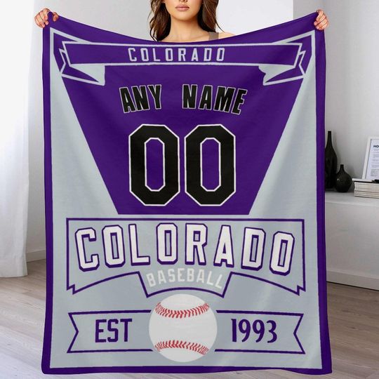 Personalized Colorado Baseball Blanket - Custom Name Number Gifts for Kids Adults - Sports Throw Blanket Room Decoration for Baseball Lovers