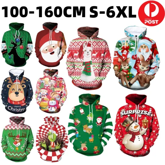 Discover Christmas Long Sleeve Hoodie 3D Print Sport Sweatshirt Casual Women Men Children