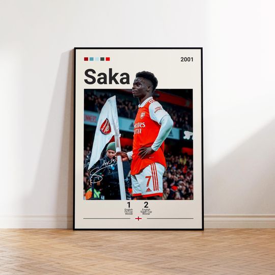 Discover Bukayo Saka Poster, FC Arsenal Poster, Saka Fan Gift, Sports Poster, Football Player Poster, Soccer Wall Art, Sports Bedroom Posters