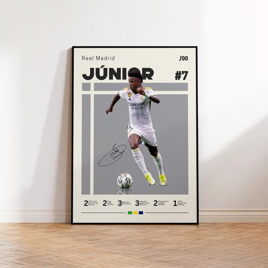 Discover Vinicius Junior Poster, Real Madrid Poster, Vini Fan Gift, Sports Poster, Football Player Poster, Soccer Wall Art, Sports Bedroom Posters