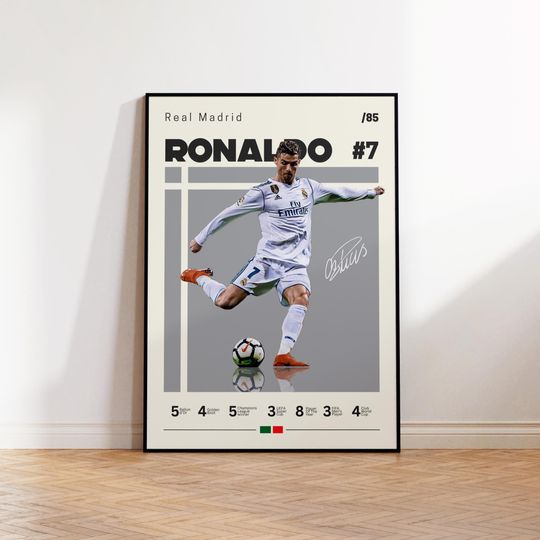 Discover Ronaldo Poster, Real Madrid Poster, Gift For Ronaldo Fan, Sports Poster, Football Player Poster, Soccer Wall Art, Sports Bedroom Posters