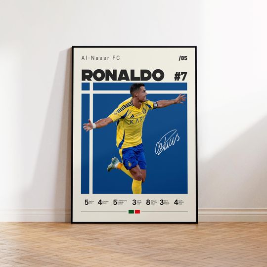 Ronaldo Poster, Al-Nassr Poster, Gift For Ronaldo Fan, Sports Poster, Football Player Poster, Soccer Wall Art, Sports Bedroom Posters