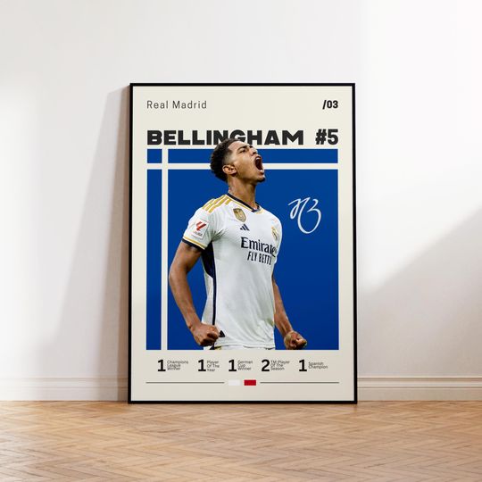 Jude Bellingham Poster, Real Madrid Poster, Bellingham Fan Gift, Sports Poster, Football Poster, Soccer Wall Art, Sports Bedroom Posters
