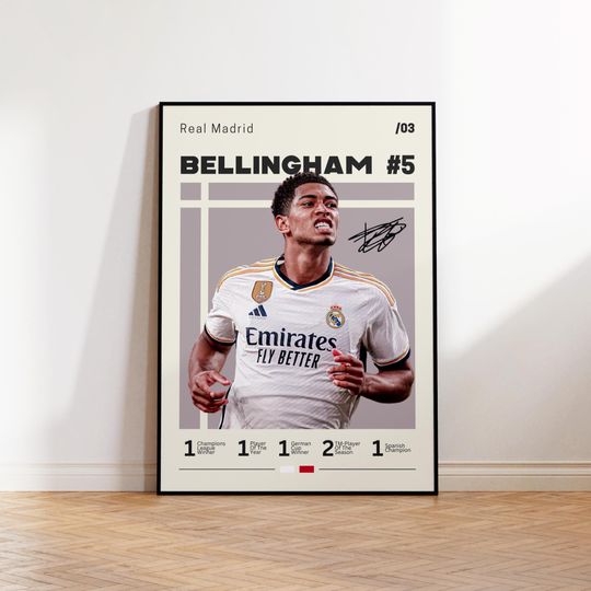 Jude Bellingham Poster, Real Madrid Poster, Bellingham Fan Gift, Sports Poster, Football Poster, Soccer Wall Art, Sports Bedroom Posters