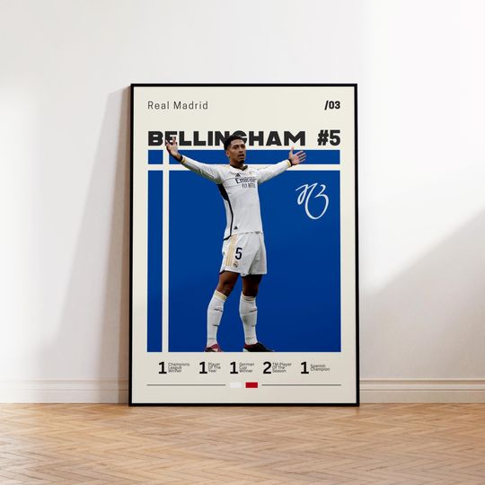Discover Jude Bellingham Poster, Real Madrid Poster, Bellingham Fan Gift, Sports Poster, Football Poster, Soccer Wall Art, Sports Bedroom Posters