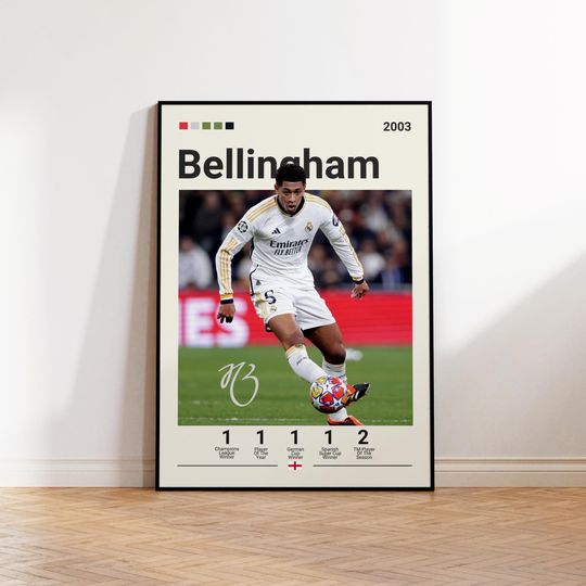 Discover Jude Bellingham Poster, Real Madrid Poster, Bellingham Fan Gift, Sports Poster, Football Poster, Soccer Wall Art, Sports Bedroom Posters