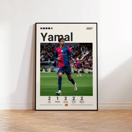 Lamine Yamal Poster, Barcelona Soccer Print, Lamine Fan Gift, Sports Poster, Football Player Poster, Soccer Wall Art, Sports Bedroom Posters