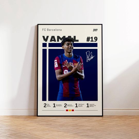 Discover Lamine Yamal Poster, Barcelona Soccer Print, Lamine Fan Gift, Sports Poster, Football Player Poster, Soccer Wall Art, Sports Bedroom Posters