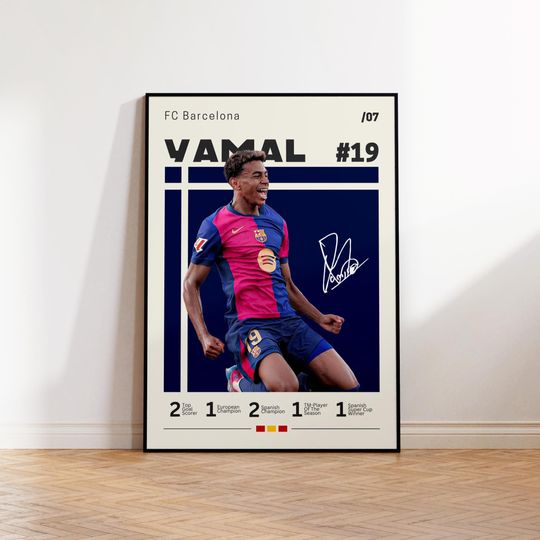Lamine Yamal Poster, Barcelona Soccer Print, Lamine Fan Gift, Sports Poster, Football Player Poster, Soccer Wall Art, Sports Bedroom Posters