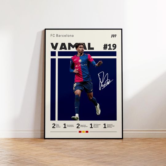 Lamine Yamal Poster, Barcelona Soccer Print, Lamine Fan Gift, Sports Poster, Football Player Poster, Soccer Wall Art, Sports Bedroom Posters
