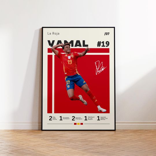 Lamine Yamal Poster, Spain Soccer Print, Lamine Fan Gift, Sports Poster, Football Player Poster, Soccer Wall Art, Sports Bedroom Posters