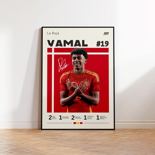 Lamine Yamal Poster, Spain Soccer Print, Lamine Fan Gift, Sports Poster, Football Player Poster, Soccer Wall Art, Sports Bedroom Posters