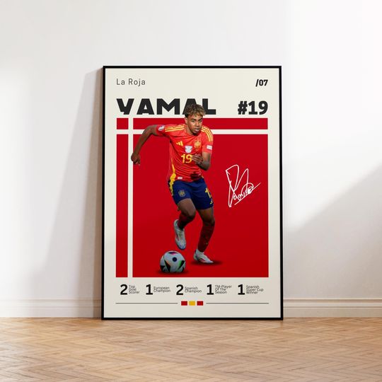 Lamine Yamal Poster, Spain Soccer Print, Lamine Fan Gift, Sports Poster, Football Player Poster, Soccer Wall Art, Sports Bedroom Posters