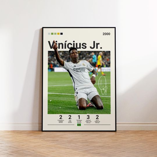 Vinicius Junior Poster, Real Madrid Poster, Vini Fan Gift, Sports Poster, Football Player Poster, Soccer Wall Art, Sports Bedroom Posters