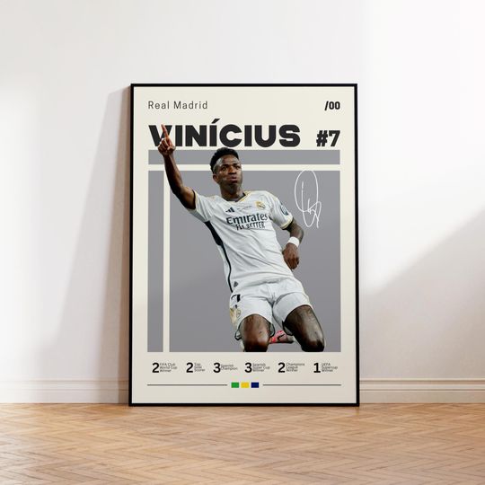 Discover Vinicius Junior Poster, Real Madrid Poster, Vini Fan Gift, Sports Poster, Football Player Poster, Soccer Wall Art, Sports Bedroom Posters
