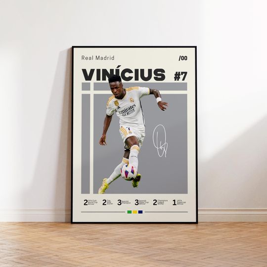 Vinicius Junior Poster, Real Madrid Poster, Vini Fan Gift, Sports Poster, Football Player Poster, Soccer Wall Art, Sports Bedroom Posters