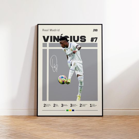 Discover Vinicius Junior Poster, Real Madrid Poster, Vini Fan Gift, Sports Poster, Football Player Poster, Soccer Wall Art, Sports Bedroom Posters