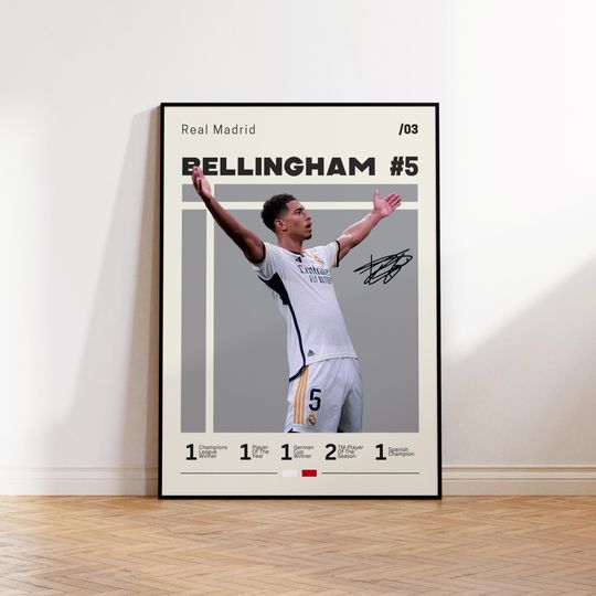 Jude Bellingham Poster, Real Madrid Poster, Bellingham Fan Gift, Sports Poster, Football Poster, Soccer Wall Art, Sports Bedroom Posters