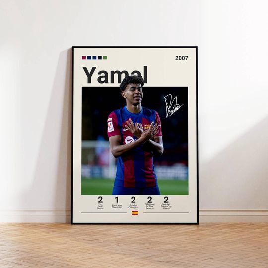 Discover Lamine Yamal Poster, Barcelona Soccer Print, Lamine Fan Gift, Sports Poster, Football Player Poster, Soccer Wall Art, Sports Bedroom Posters