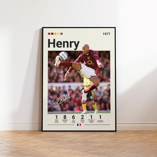 Discover Thierry Henry Poster, FC Arsenal Poster, Thierry Fan Gift, Sports Poster, Football Player Poster, Soccer Wall Art, Sports Bedroom Posters