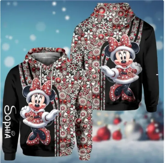 Christmas Minnie 3D HOODIE HALLOWEEN GIFT BEST PRICE OVER PRINT CHRISTMAS GIFT