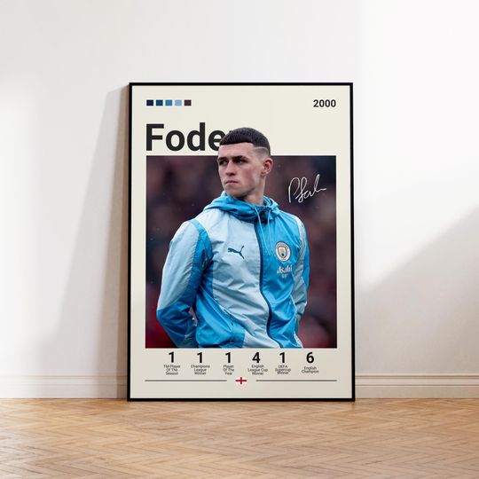 Phil Foden Poster, Manchester United Poster, Foden Fan Gift, Sports Poster, Football Player Poster, Soccer Wall Art, Sports Bedroom Posters