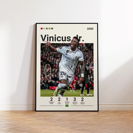 Discover Vinicius Junior Poster, Real Madrid Poster, Vini Fan Gift, Sports Poster, Football Player Poster, Soccer Wall Art, Sports Bedroom Posters