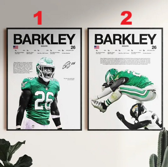 Saquon Barkley Poster - Football Wall Art - American Football Decor - Man Cave Art