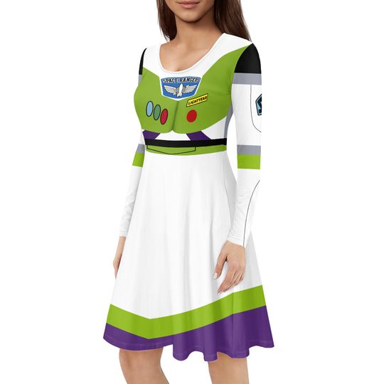 Buzz Lightyear  Inspired Long Sleeve Skater Dress | Halloween | Cosplay | Women's Clothing