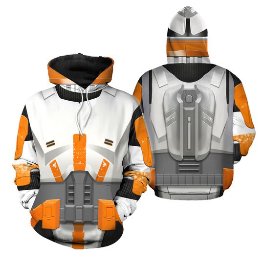 Commander Cody Orange Armor Cosplay Hoodie, Clone Wars Costume, Halloween Star Wars Outfit, Halloween Star Wars Joggers