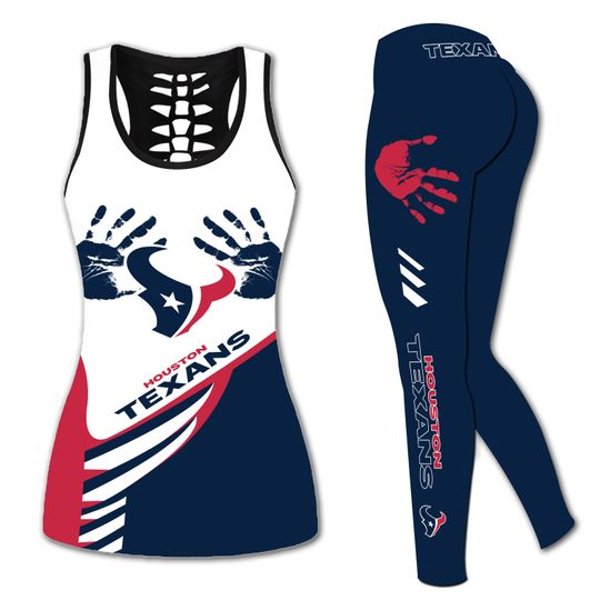 Houston Texans Hollow Tank Top Legging Sets, Football Team Sports Yoga Set