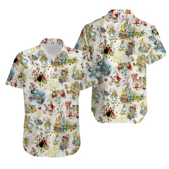Alice In Wonderland Hawaiian Shirt Casual Button Down
