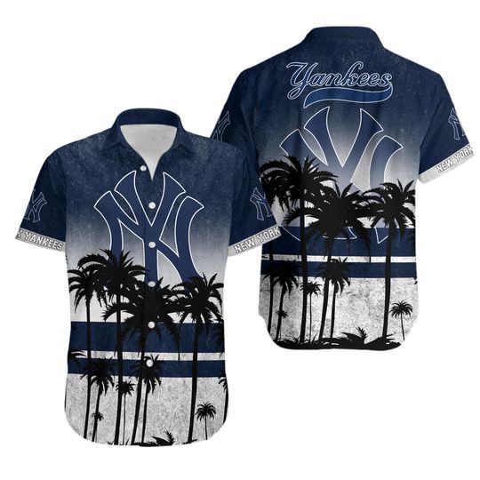 New York Baseball Team Yankeess Hawaiian Shirt Button Down