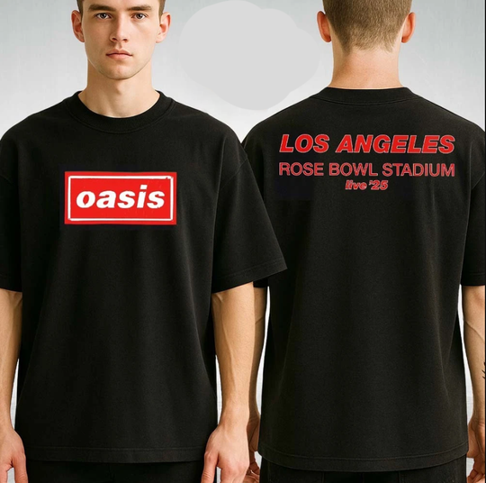 Oasis Live 25 Tour Venues Tee For Rose Bowl Stadium In Los Angeles T Shirt
