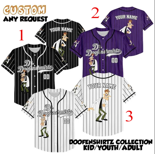Dr Heinz Doofenshmirtz Jersey Shirt, Phineas and Ferb Baseball Jersey