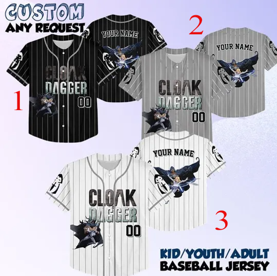 Marvel Rivals Cloak and Dagger Jersey Shirt, Marvel Baseball Jersey