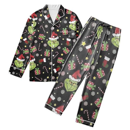 The funny character Christmas Pajama Set Family, Whoville University funny character Christmas Pajama Set Women, Merry Grin Gift