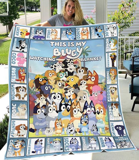 This is my Blue Watching Blanket Blue Dog Blanket For Kids, BlueyDad Blanket For Girls and Boys