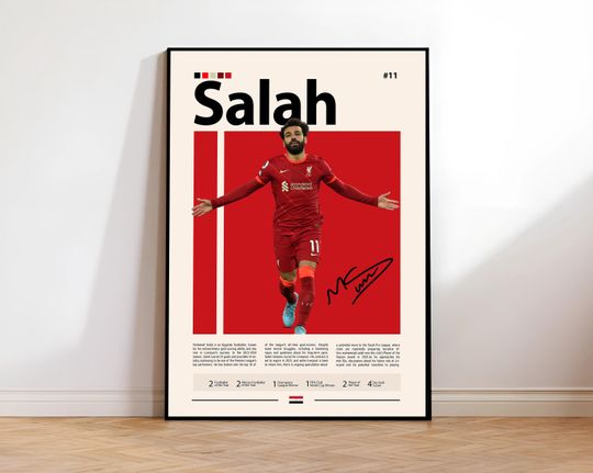 Discover Mohamed Salah Poster, Egypt Poster, Liverpool FC Wall Art, Football Legend Print, Soccer Wall Decor, Digital Download Poster