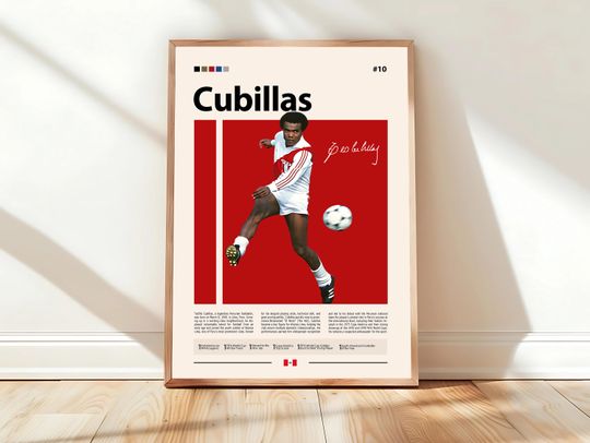 Discover Tefilo Cubillas Peru Football Legend Poster, Retro Soccer Wall Art, World Cup Icon Print, Vintage Football Memorabilia, Sports Decor