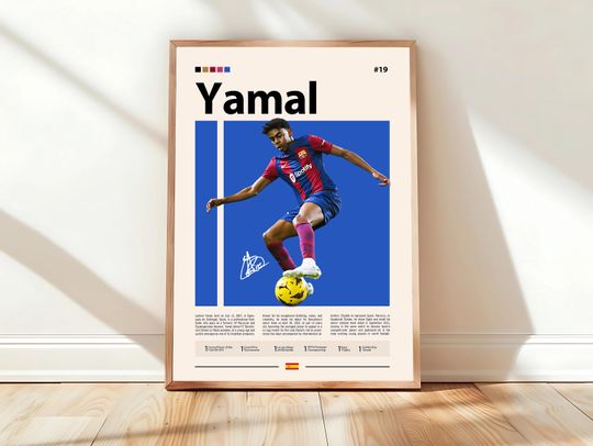 Lamine Yamal Poster, Spanish Footballer, Soccer Gifts, Sports Poster, Football Player Poster, Soccer Wall Art, Sports Bedroom Posters