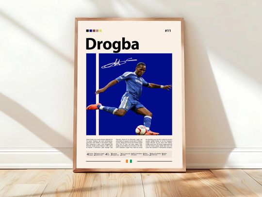 Discover Didier Drogba Poster, Ivory Coast Football Print, Chelsea Poster, Sports Poster, Football Poster, Soccer Wall Art, Sports Bedroom Posters