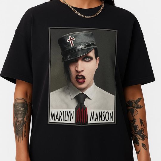 Marilyn Manson Portrait Shirt Gothic Industrial Metal Shock Rock Band Tee